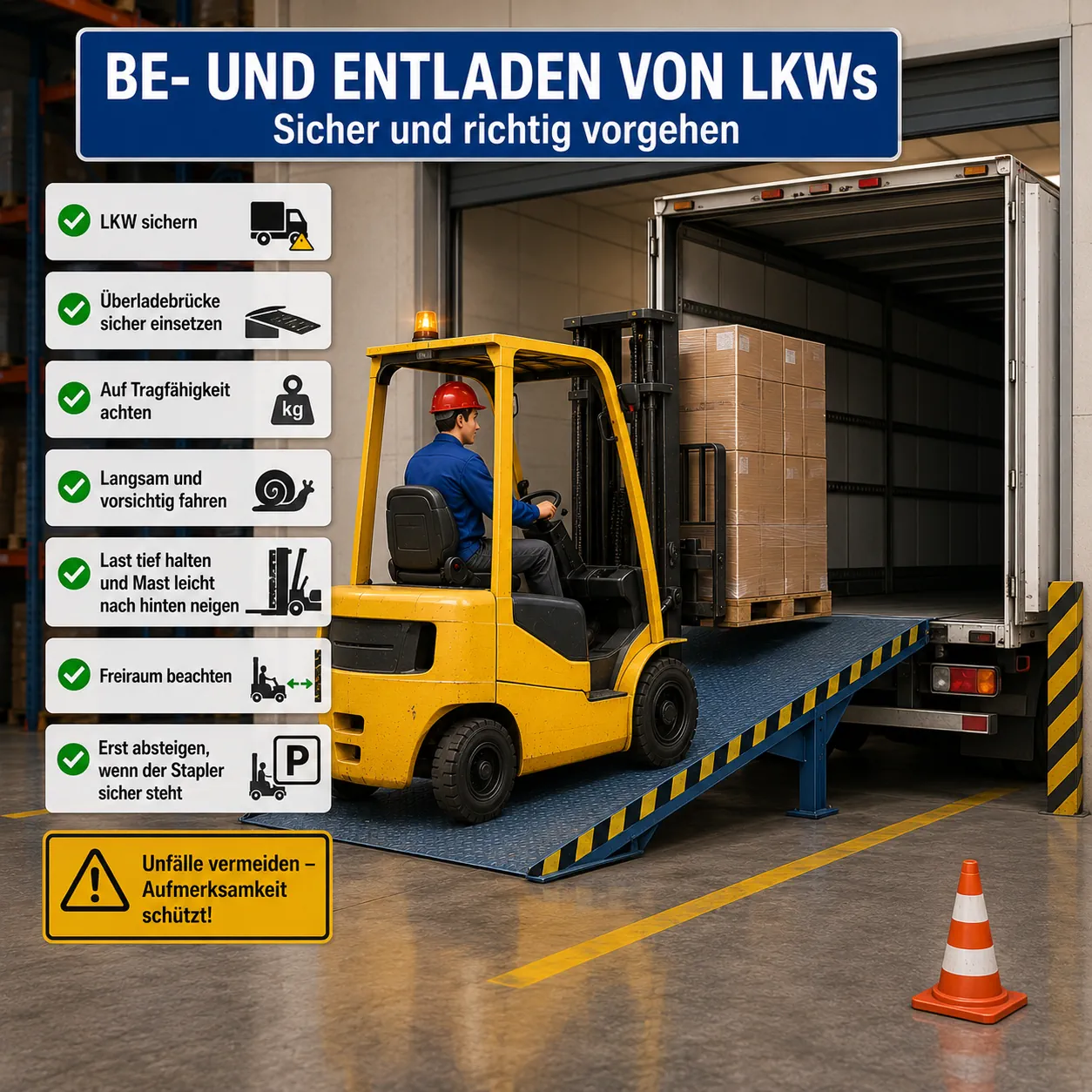 Lehrbild: Be- und Entladen von LKWs