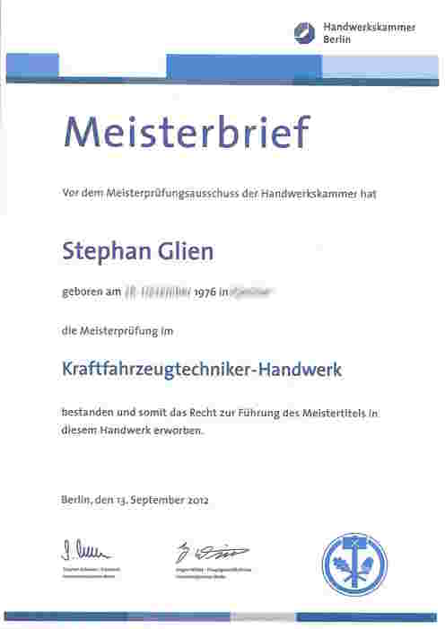 Kfz - Meisterbrief